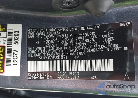 2010 Toyota Sienna Le from USA, damaged, VIN 5TDKK4CC9AS320898